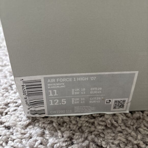 Nike Air Force 1 High '07 Triple White Sneakers CW2290-111 Men's Sizes 11 NEW - Picture 2 of 6